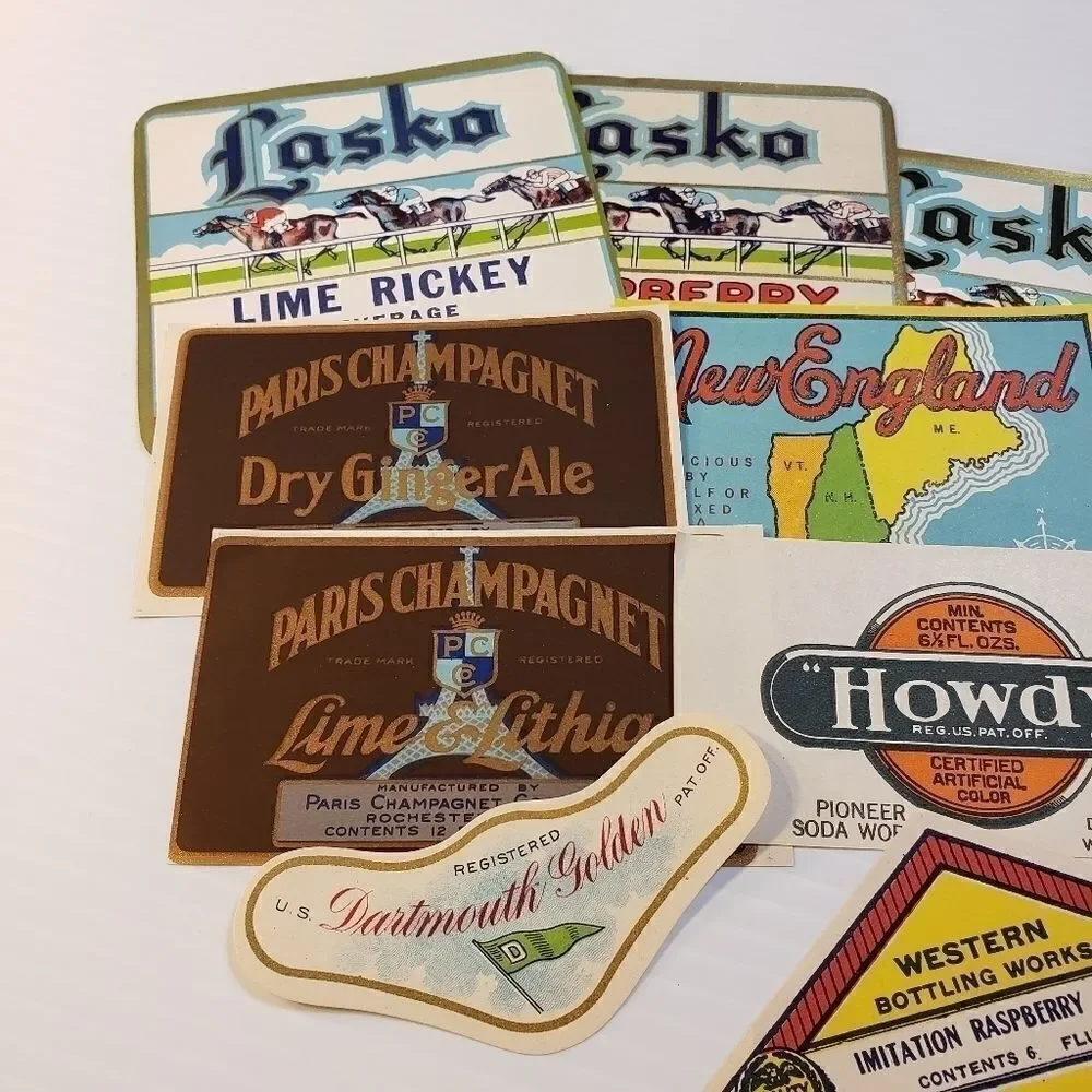 Vintage Unused Beverage Labels Paper Crafting